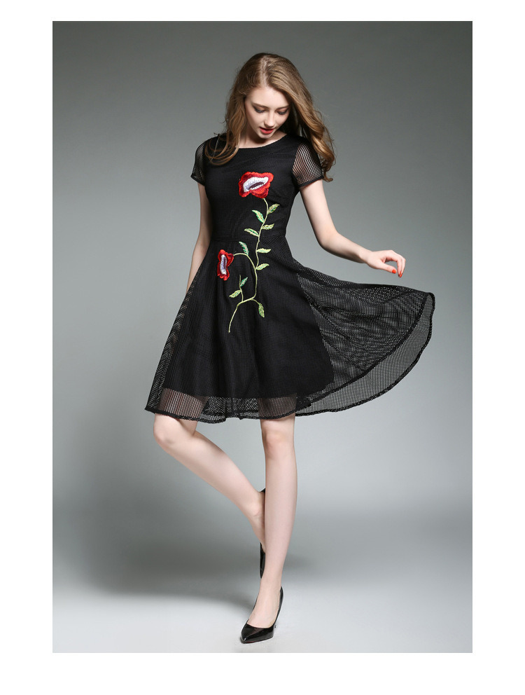 High-End Black Lace Sleeveless Mesh Embroidery Flower Girl Dress