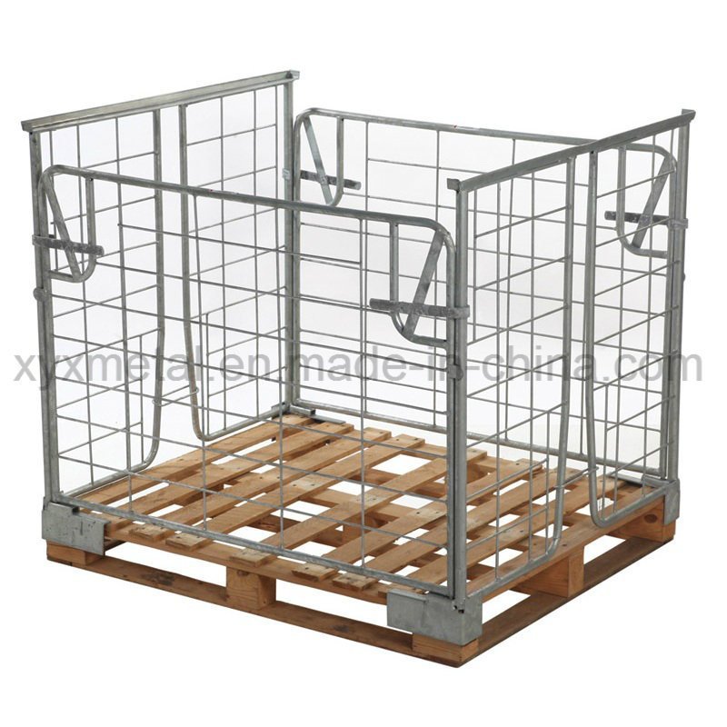 Warehouse Storage Container Collapsible Steel Wire Mesh Cage for Pallet