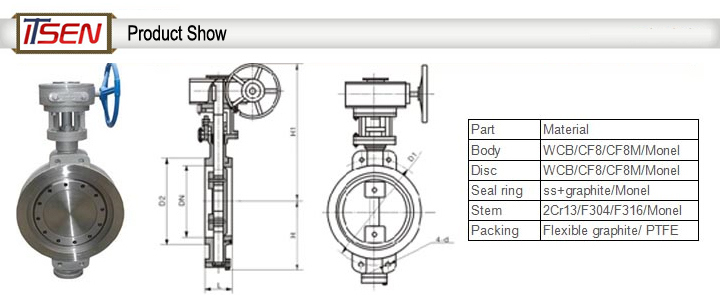 Stainless Steel (CF8/CF8m) Metal Seat Wafer Type Butterfly Valve Pn10/Pn16/Pn25