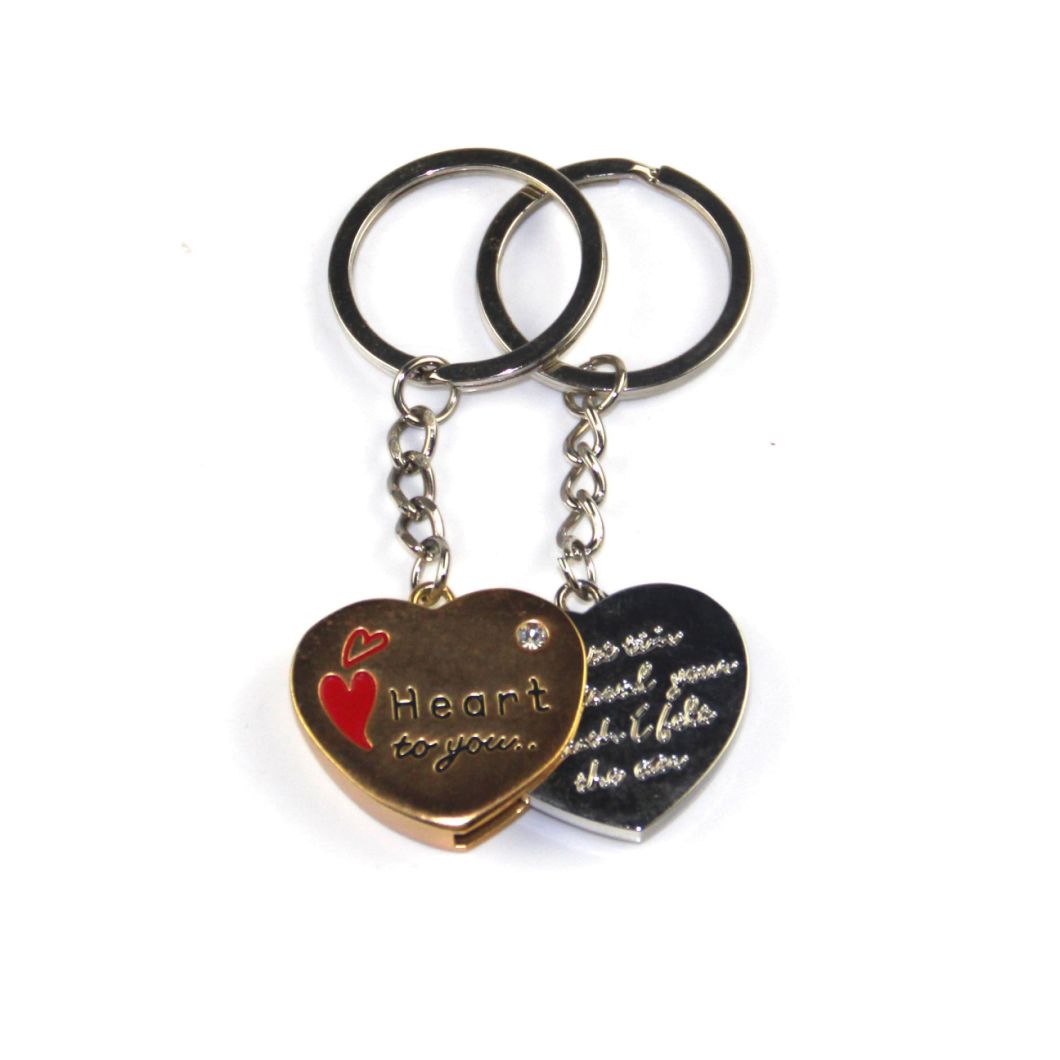 Wholesale Custom Luxury Double Piece Heart Keychain for Couple Gift