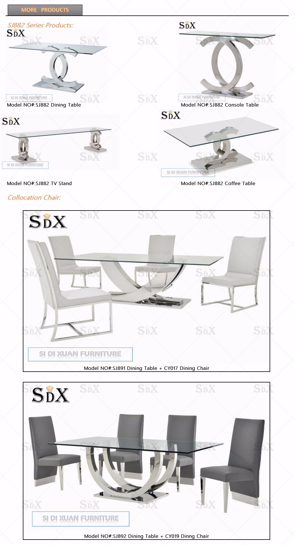 Modern UK Hot Sales Stainless Steel Dining Table and Dining Chair