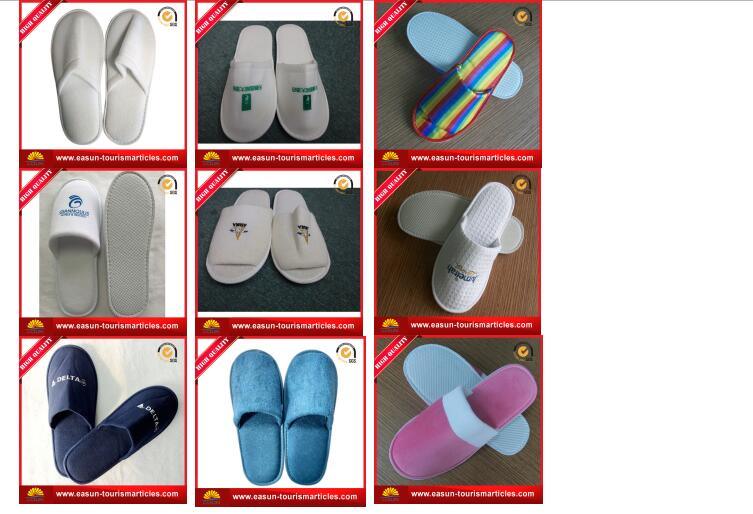 High Quality Fiber Velvet Printing Logo Hotel Slipper Disposable Slippers