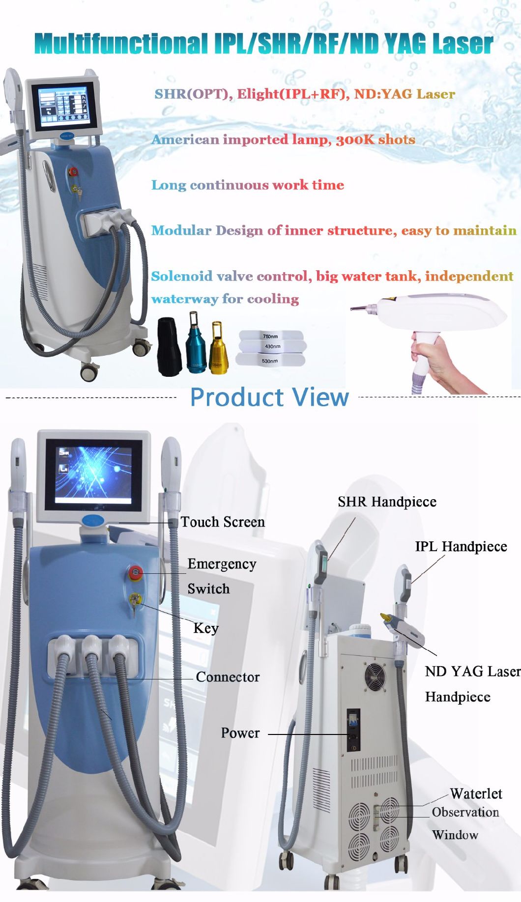 Elight IPL Shr ND YAG Laser Multi-Functional for Skin Care