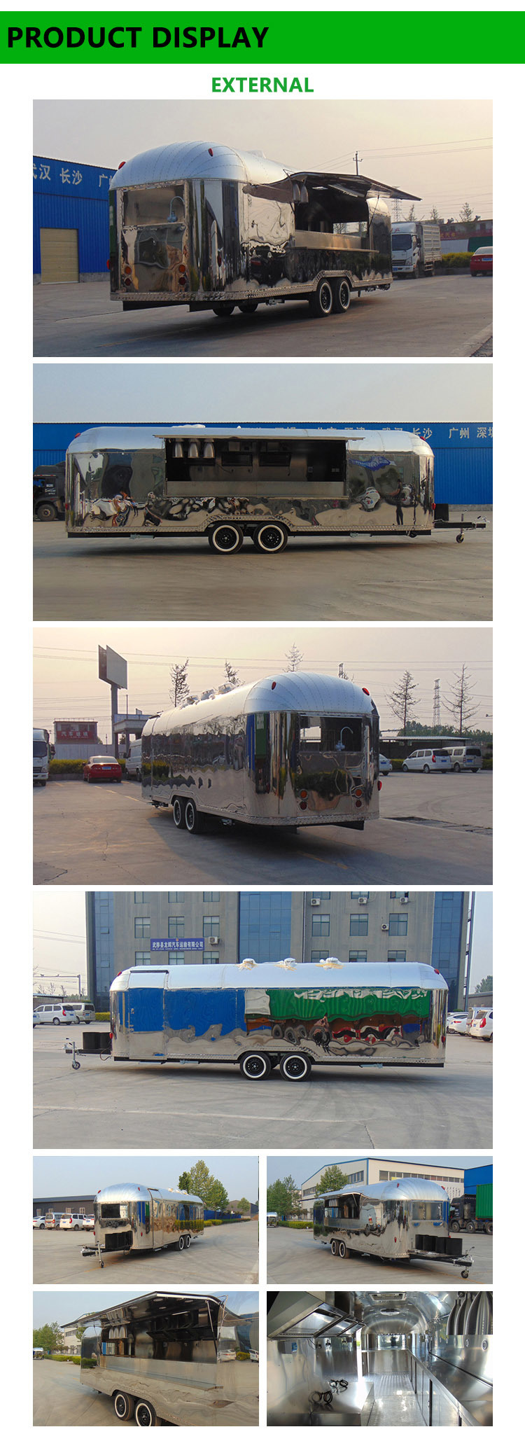 China Supply 750cm Stainless Steel Food Van for Sale