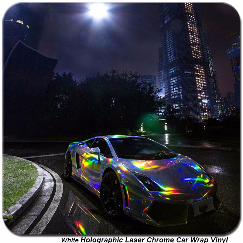 Tsautop 1.42*20m Orange Green Holographic Laser Chrome Car Body Color Changing Vinyl