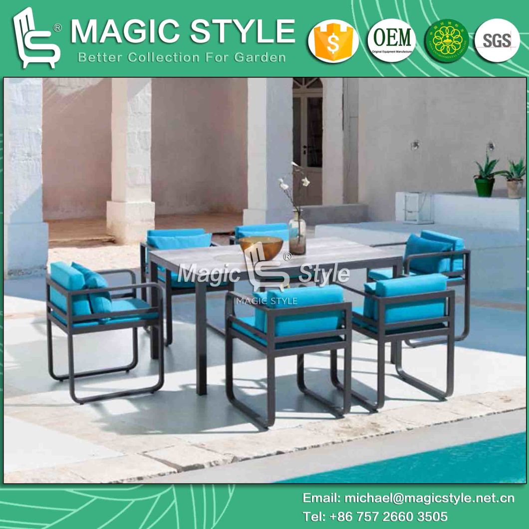 Outdoor Dining Chair with Cushion Garden Dining Table with Ceramic Glass Aluminum Dining Chair Hotel Project Dining Set Modern Dining Table