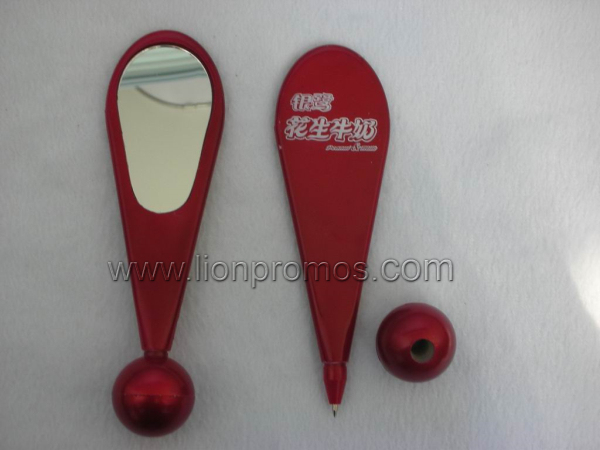 Lady Promotional Gift Plastic Ball Pen with Cosmetic Mirror