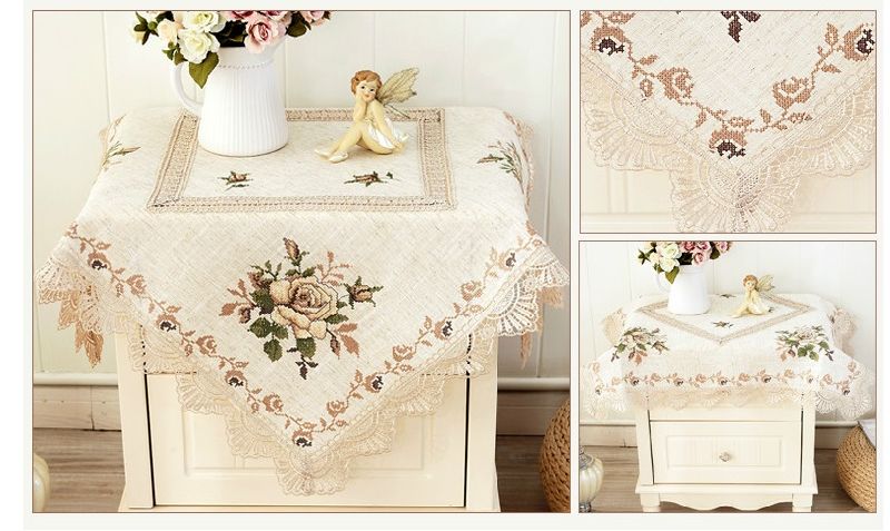 Hemstitch Linen Table Cover