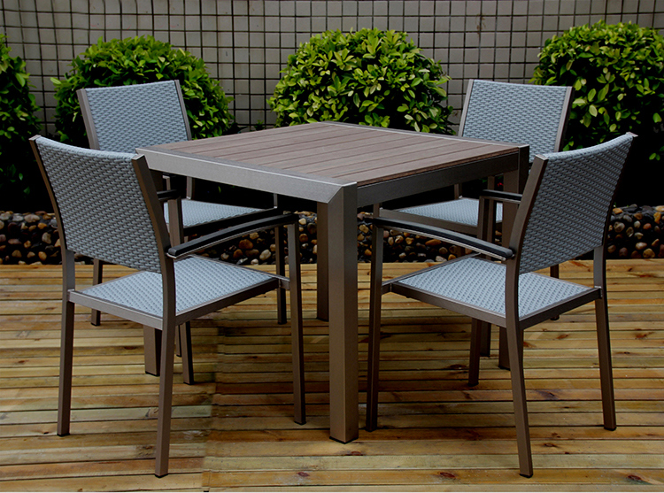Outdoor Garden Patio Furniture Wood Beer Stool B&R Aluminum Rattan Dining Bistro Chair Table Set