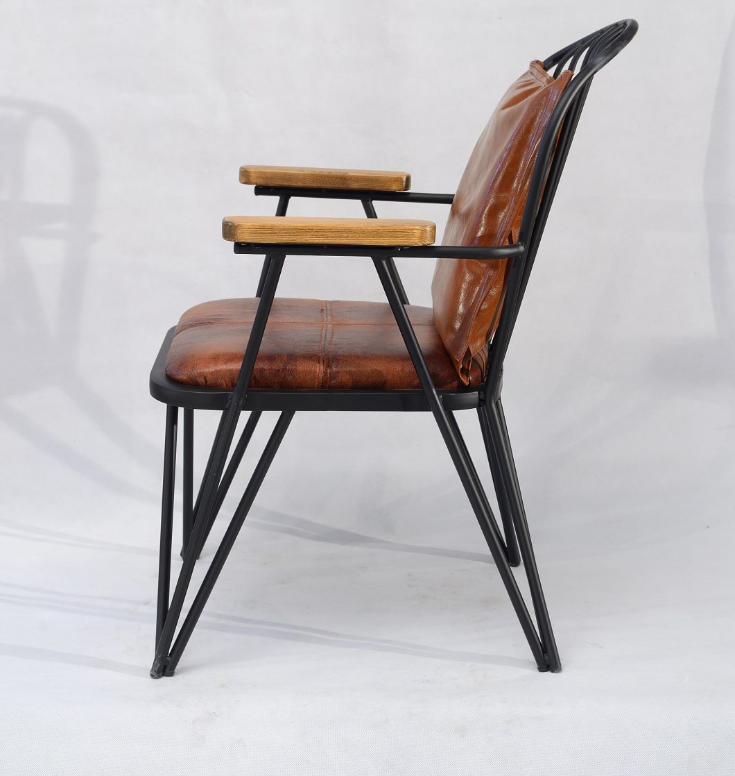 Matel Dining Chair for Restaurant and Coffee Shop with Leather Cushion