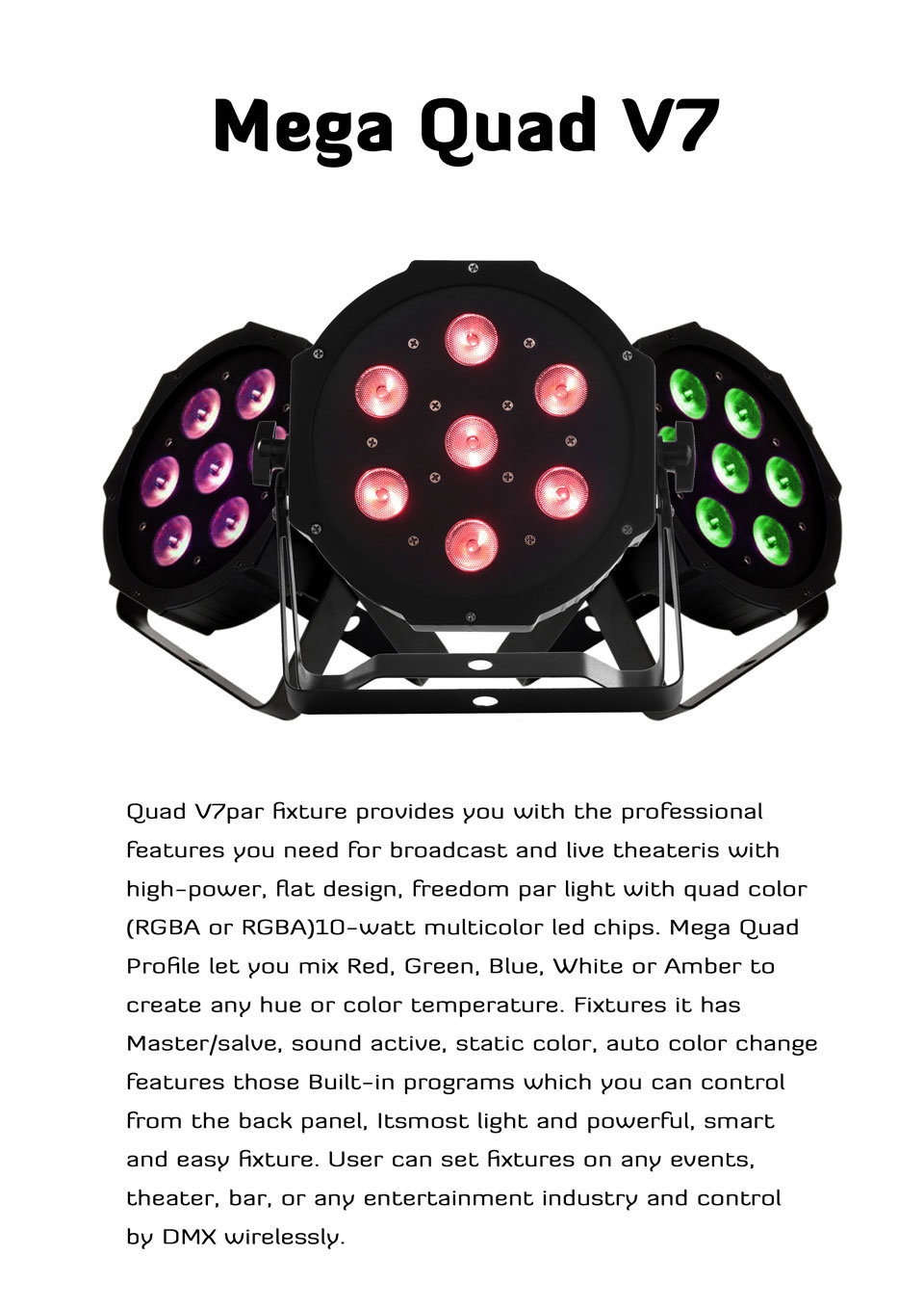 Rasha Quad Color V7 4in1 RGBW LED Mega Profile Light DMX Stage