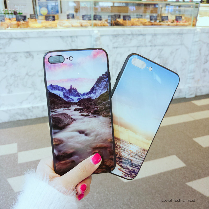 Customized Beauty Pattern Glass Cover Glass Phone Case for iPhone X