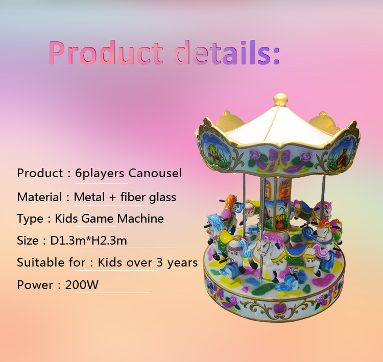 6 Player Amusement Park Carousel Ride Kiddie Rides