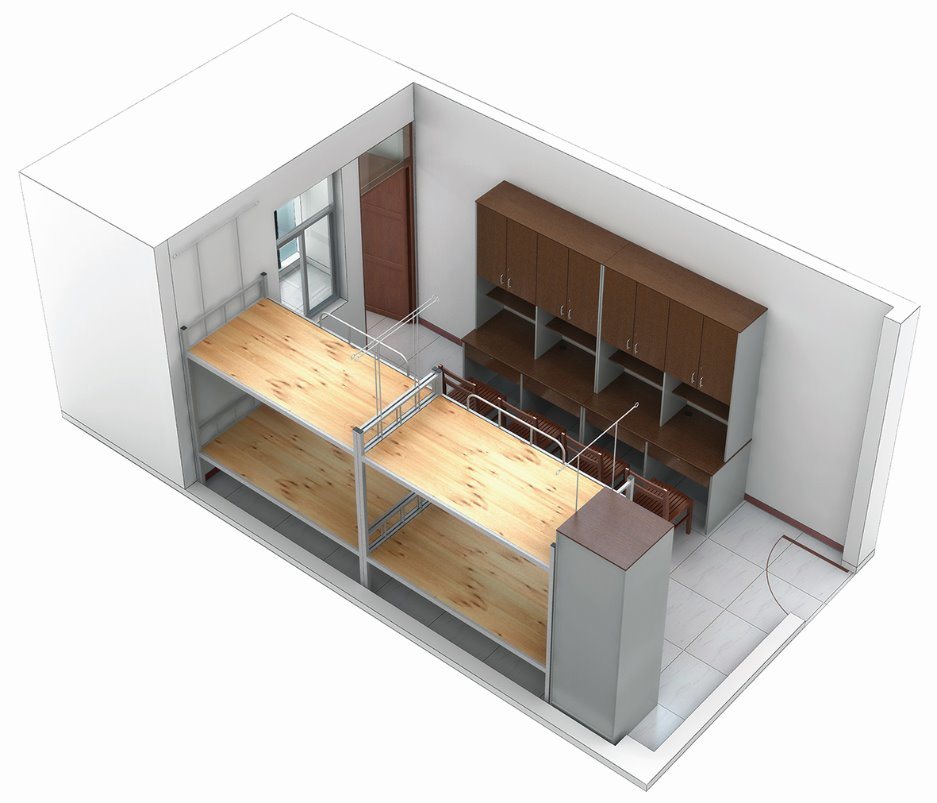 School Furniture Wood Apartment Domitory Bed for 2 Person