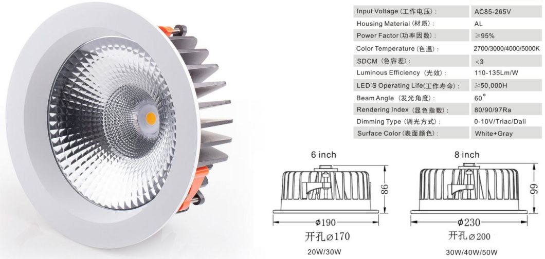 Interior Lighting 30W Dimmable LED Downlight