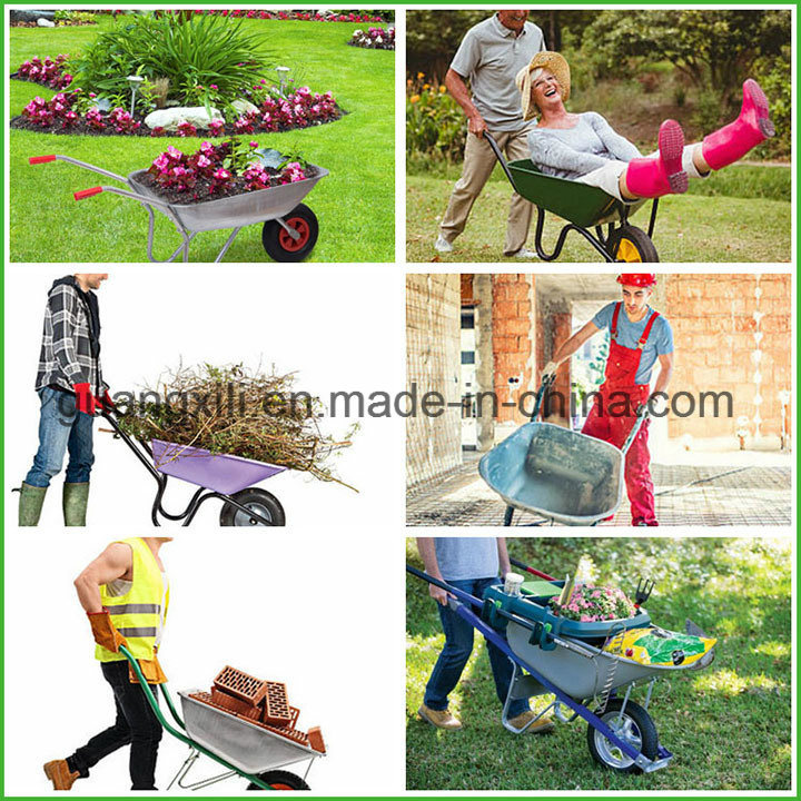 Garden Metal Wheel Barrow Galvanized Tray Wheelbarrow for Building Concrete Construction Garden