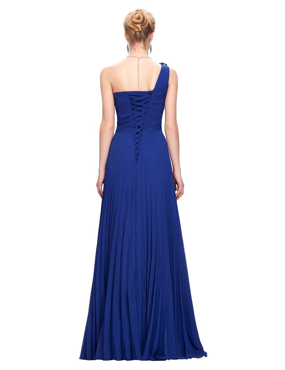 Ladies One Shoulder Evening Dress Long Prom Bridesmaid Dress