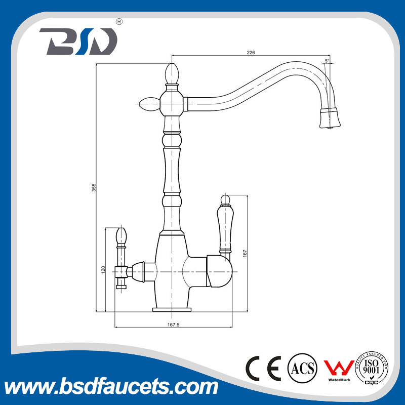 China Copper Chrome 3 Way Water Purifier Kitchen Faucet