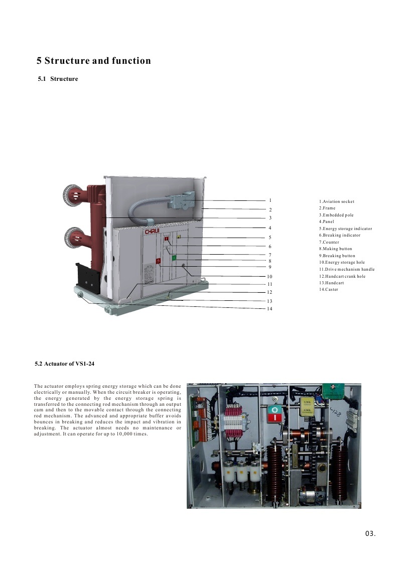 24kv Vacuum Circuit Breaker for Indoor Type with Handcart