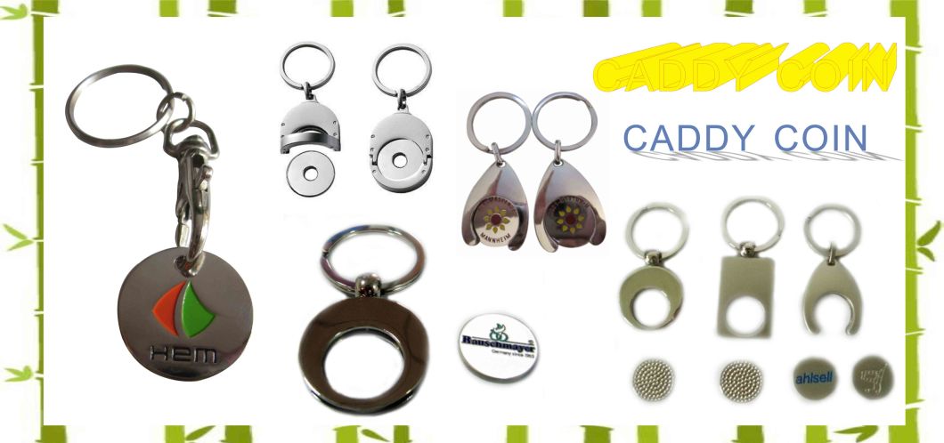 Zinc Alloy Metal Trolley Token Coin Keyring (027)