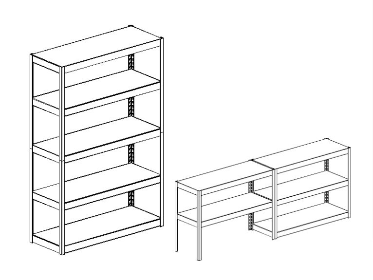 5 tier medium duty boltless powder coat storage shelving