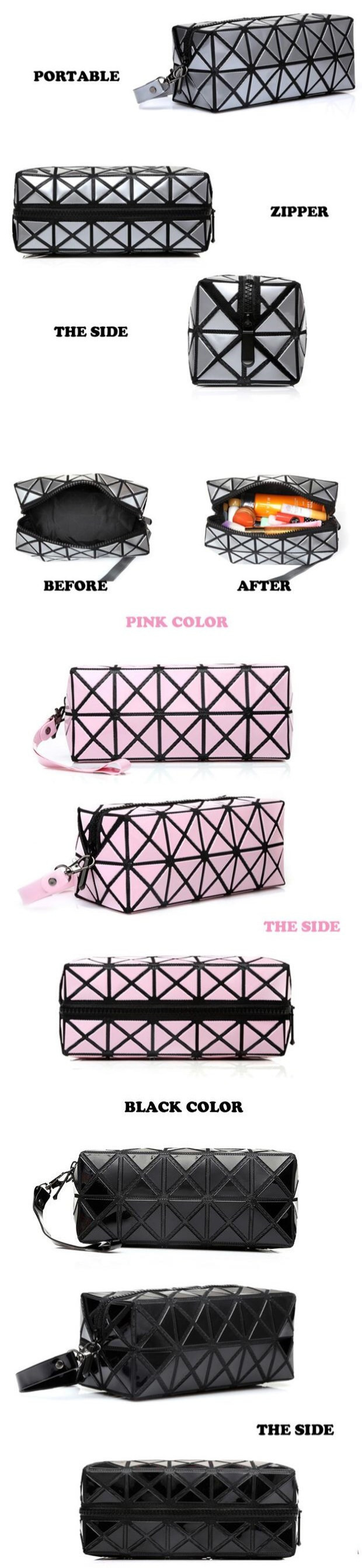 Factory Direct Sale Fashion Leather Rhombus Cosmetic Bag for Girls