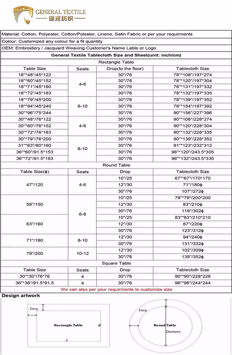 All Size Printed Cotton Polyester Mixed Tablecloths for Hotel (JRD646)