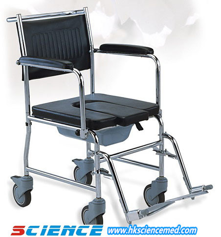 Steel Commode Wheelchair with Castors