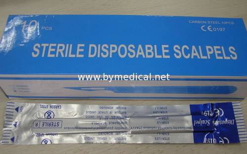 Disposable Sterile Surgical Scalpel with Plastic Handle