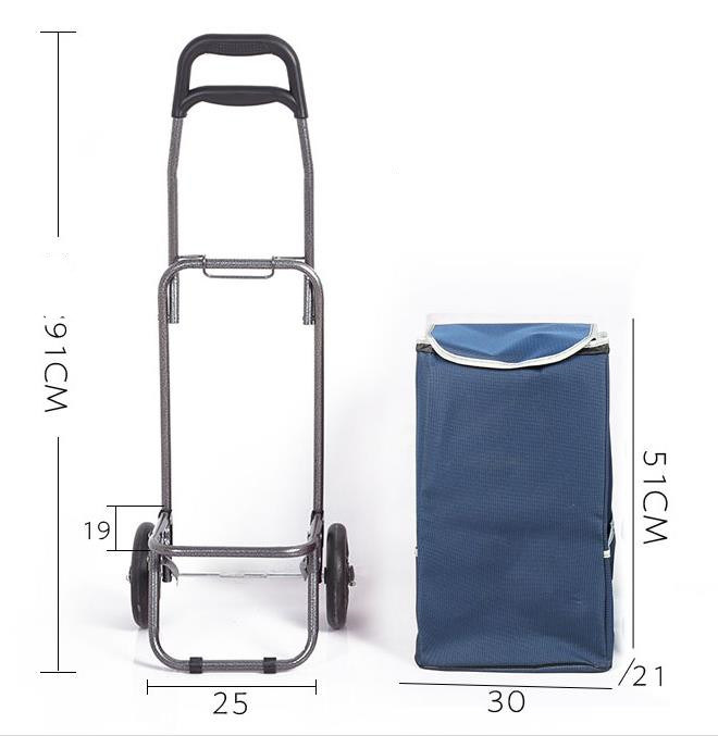 Trolley Dolly Blue Shopping Grocery Foldable Cart Bag