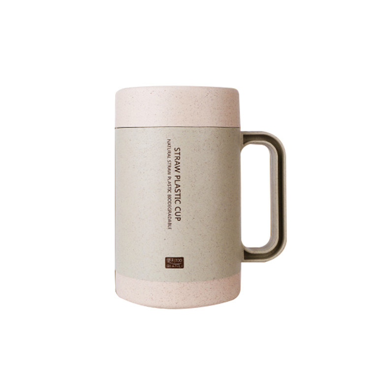 Wholesale Eco Friendly Straw Wheat Ceramic Double Wall Coffee Mug