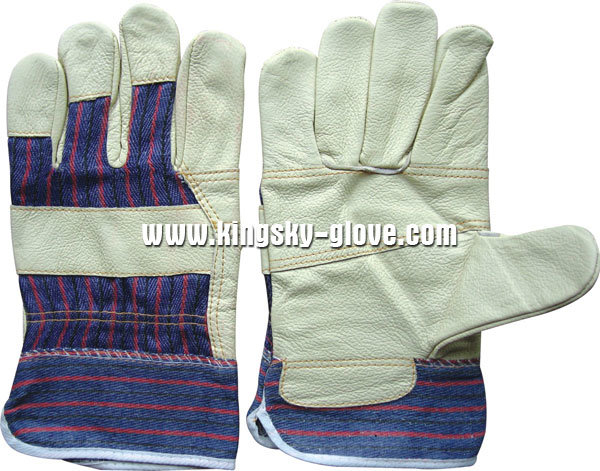 Light Color Patched Palm Furniture Leather Work Glove-4002