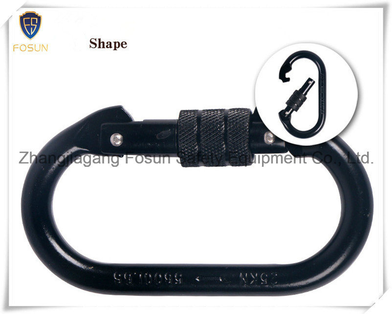 Black Carabiner with Steel Auto Locking Oval Shape