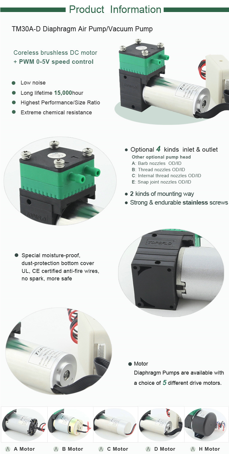 Diaphragm 12V DC Mini Air Pump (DC brushless motor)