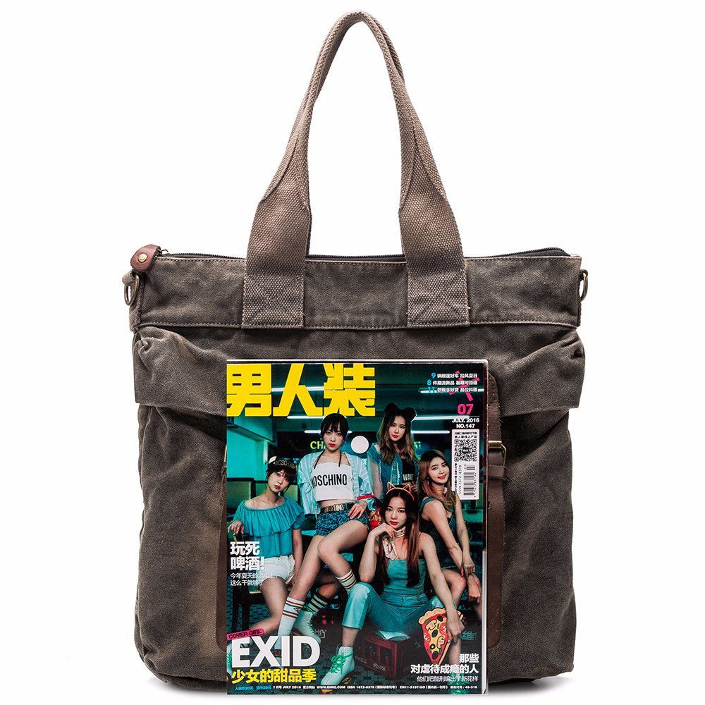 Canvas Tote Bag with Leather Trim for Europe Market