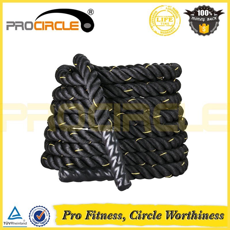 Procircle Battle Rope Exercise Powertraining Rope with Anchor Belt Strap Safety Carabiner Wall Bracket