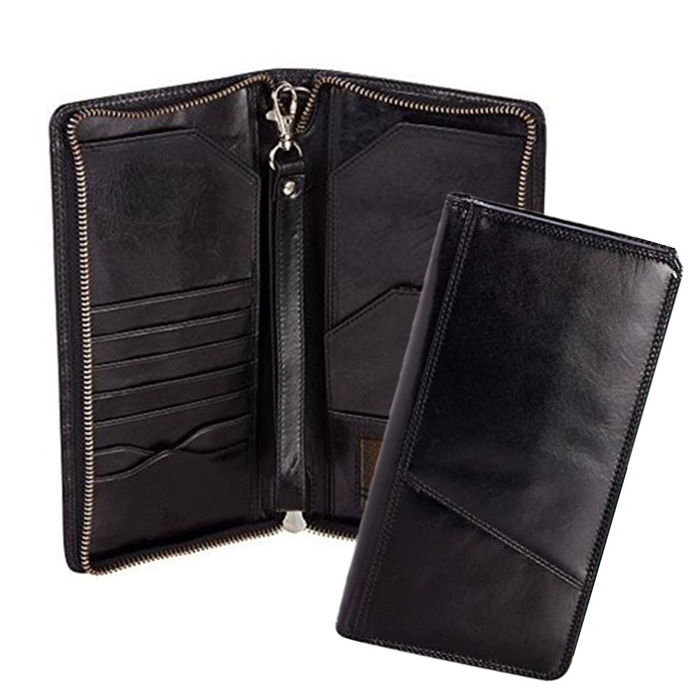 Leather Document Cover Case Passport Holder with Zipper