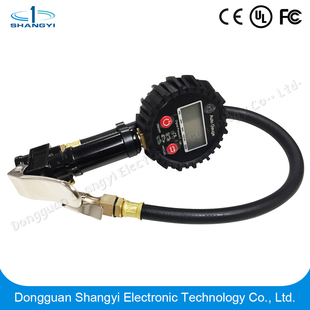 Digital Tire Pressure Gauge Inflator with Air Chuck and Hose Air Pressure Gauge for Vehicle and Motorcycle