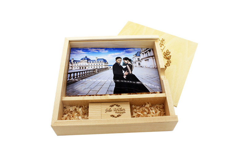 Customed Maple Wooded Photo Album USB Stick +Box Photography Gift USB Flash Drive