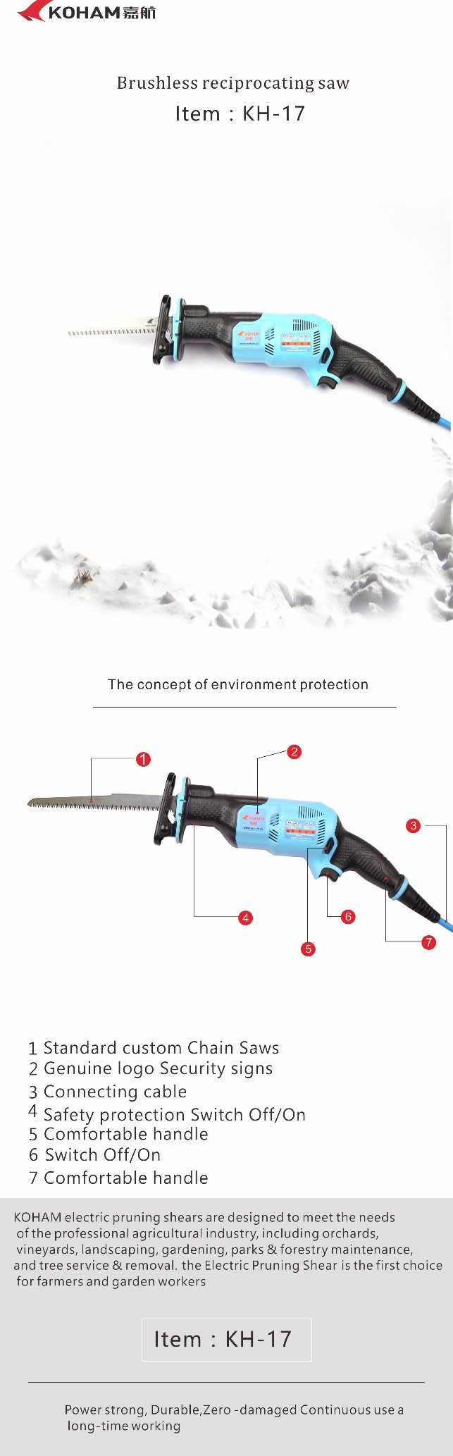 High Quality Power Tools Li-ion Battery All Purpose Wood Plastic and Metal Reciprocating Saw