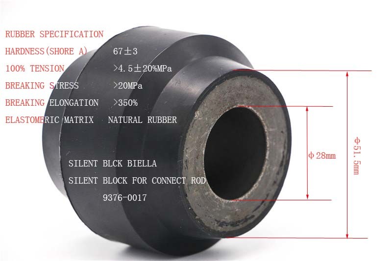 Customerized Rubber Silent Block for Connect Rod 9376-0017, Rubber Product Hardness More 67 with ISO 16979 Certificate ISO9001 Certificate and RoHS Certificate