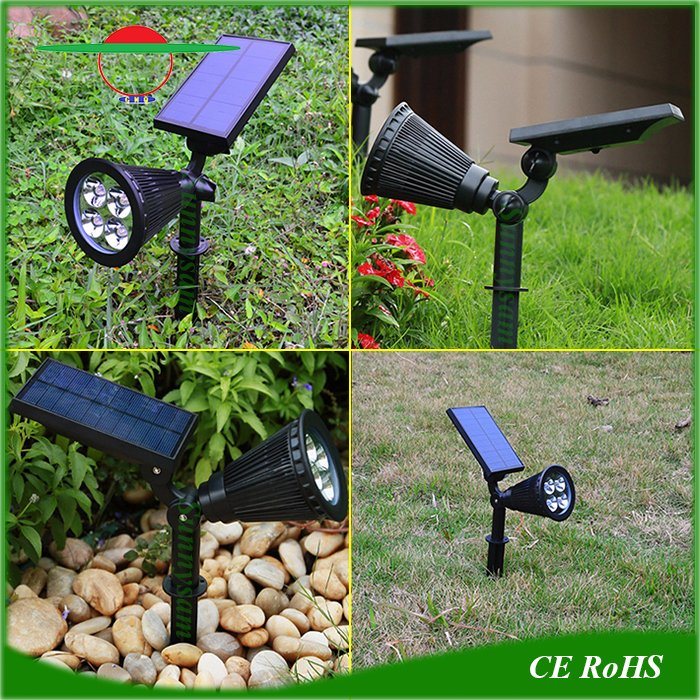 Solar Powered Garden Spotlights LED Lampara Exterior Lawn Pin Lamp