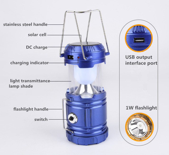 2018 Hot Sale Rechargeable Solar LED Tent Lamp&Solar LED Camping Lantern with Charger