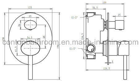 Bathroom Brass Oval Wall Mount Shower Faucet