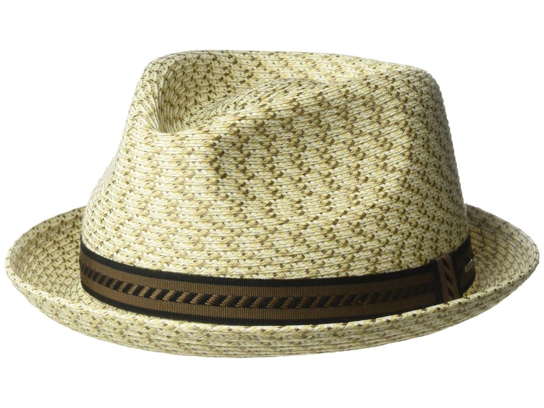 Knit Fedora Straw Bucket Trilby Hat Men with Striped Hatband