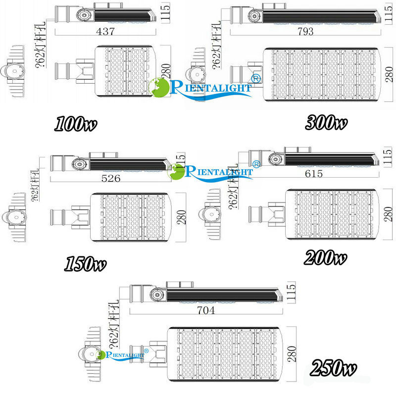 High Power Outdoor IP67 250W Roadway Area LED Street Light