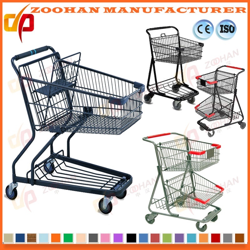 Fashion Style Hand Push Supermarket Shopping Cart Trolley (Zht147)