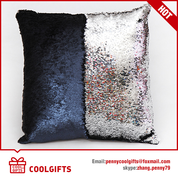 2017 Hot Sell Embroidered Sequin Pillowcase, Color Changing Sofa Pillow