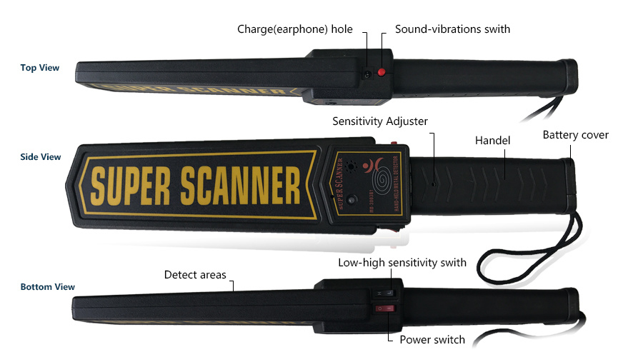 Uniqscan Sensitivity Super Scanner Hand Held Metal Detector MD3003b1