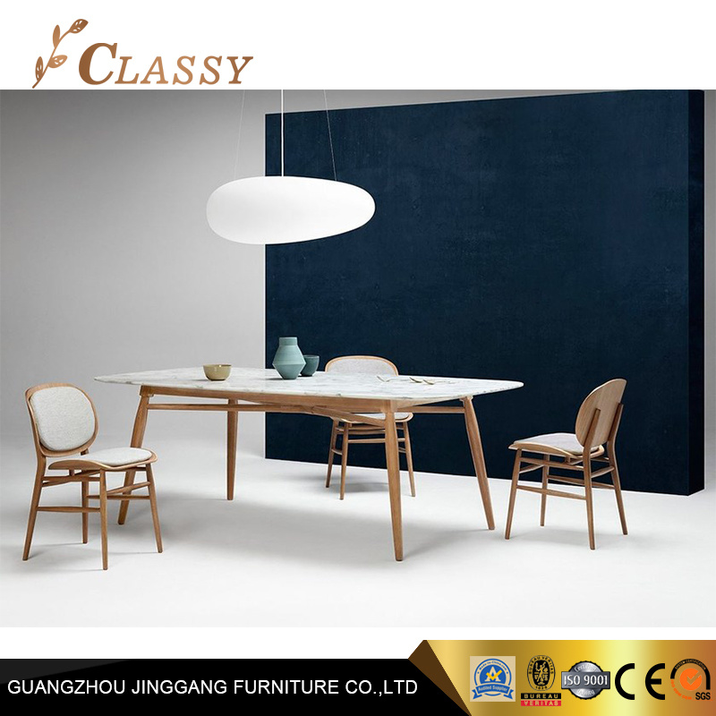 Wooden Base Marble Top Dining Table for Living Room Restaurant